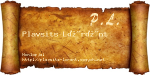 Plavsits Lóránt névjegykártya